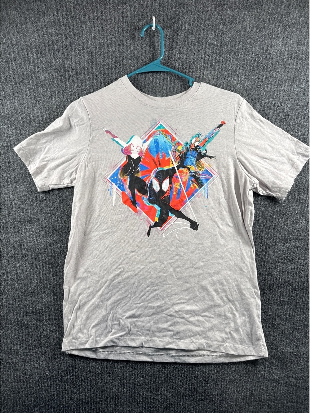 Marvel Spider-Man Across the Spider-Verse Youth XL 14/16 Gray Graphic T-Shirt